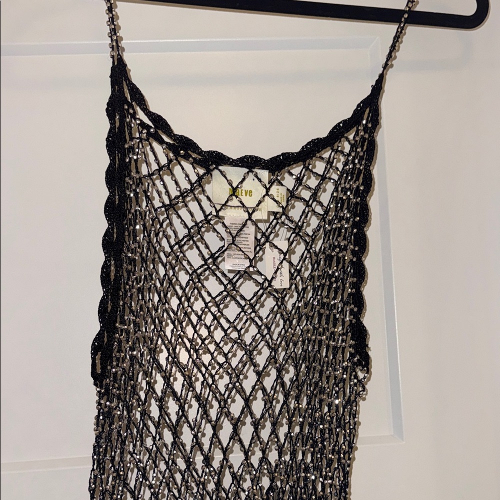 Black and Silver Beaded Mesh Dress